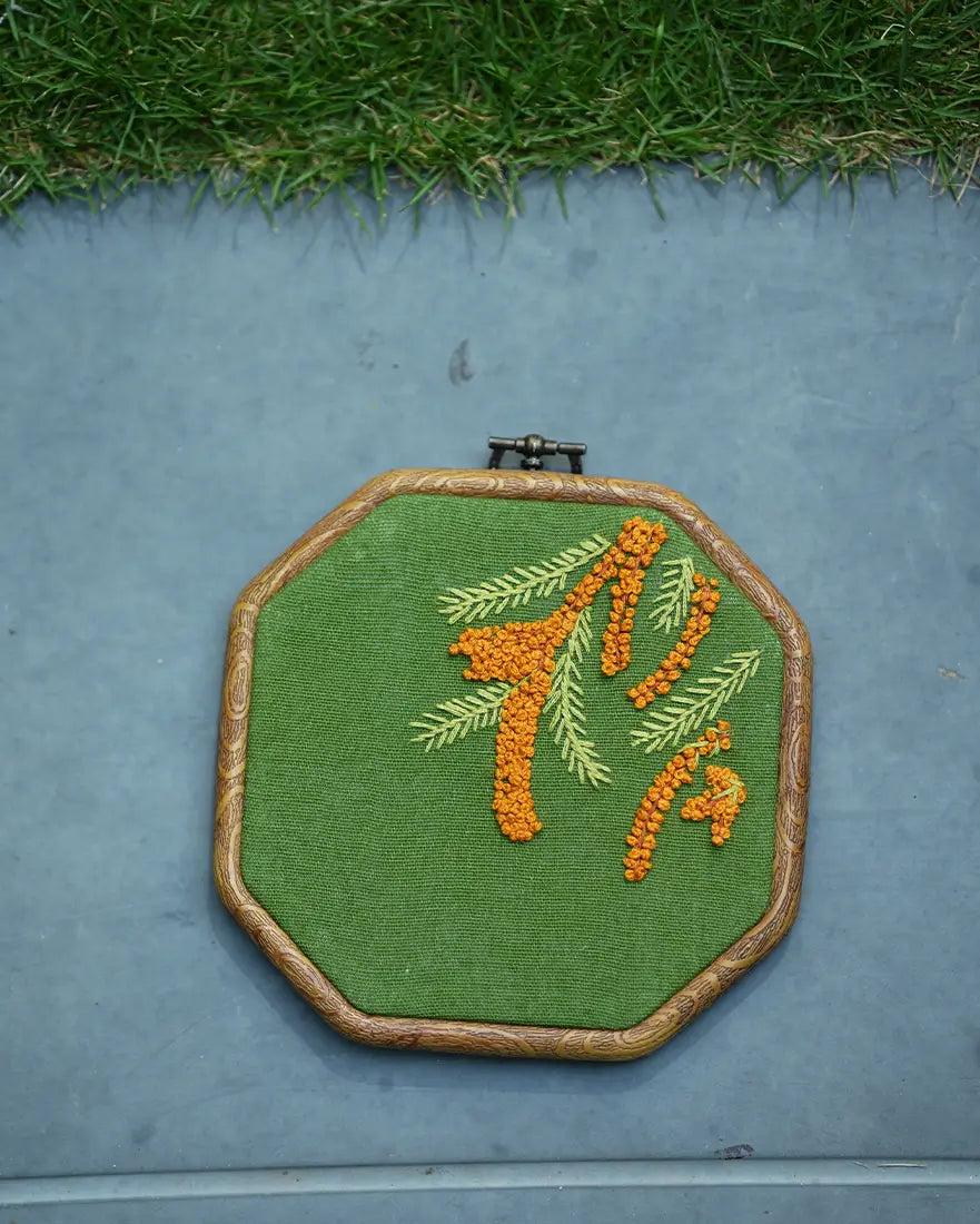 Green Embroidered Frame Small