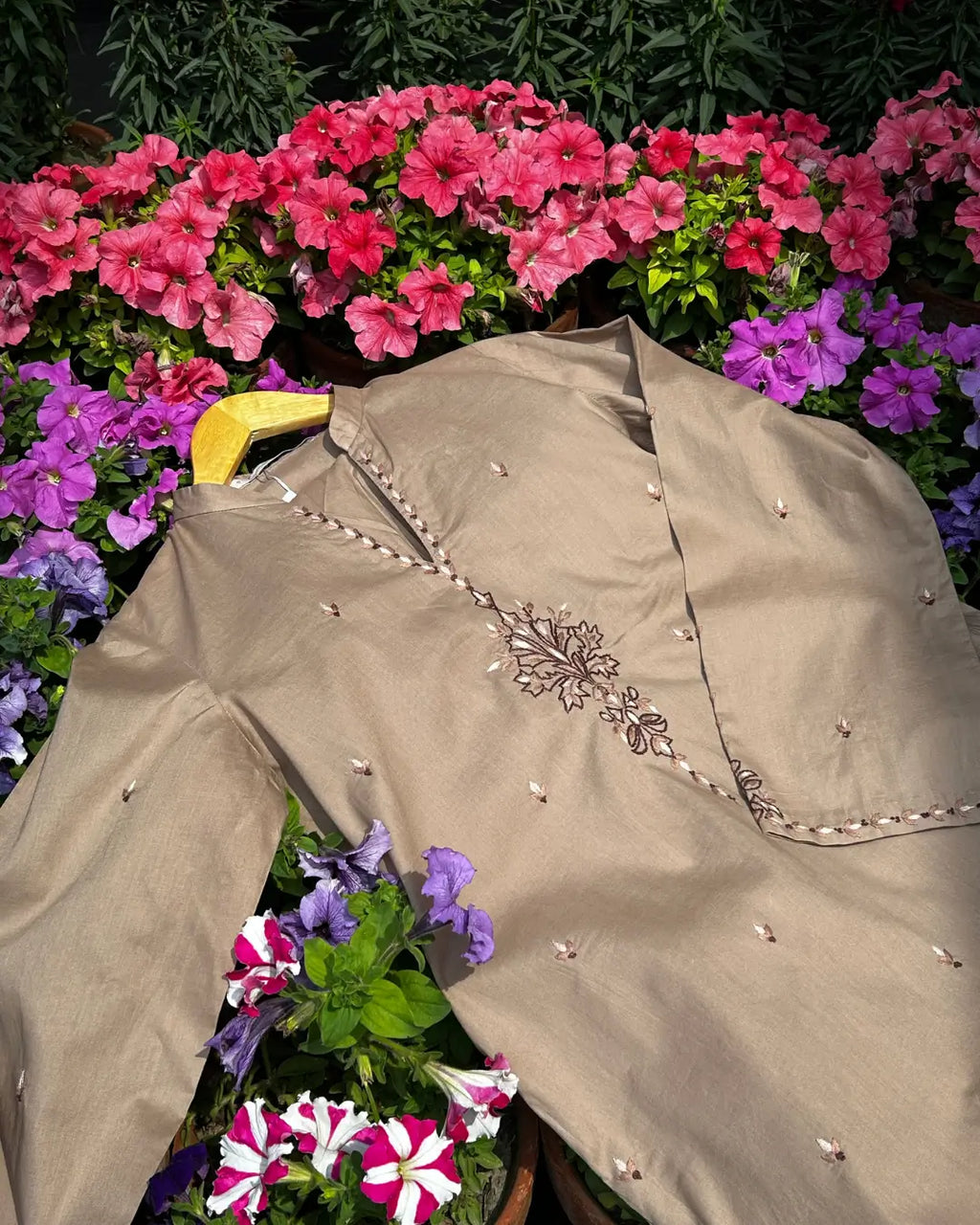 Naz Beige Embroidered Suit