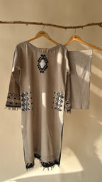 Beige Cross Stitch Suit