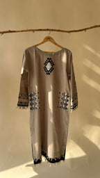 Beige Cross Stitch Suit