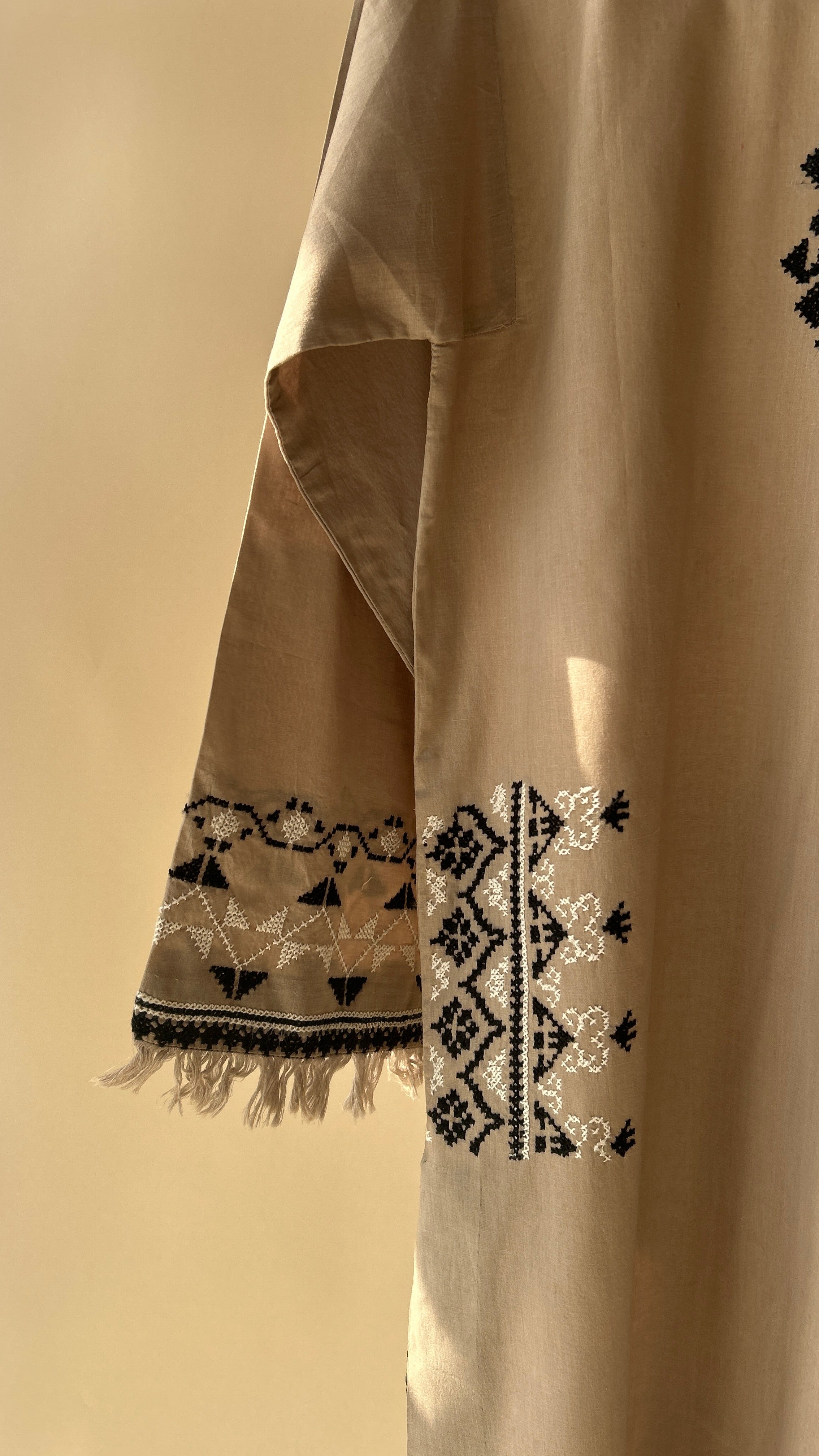 Beige Cross Stitch Suit