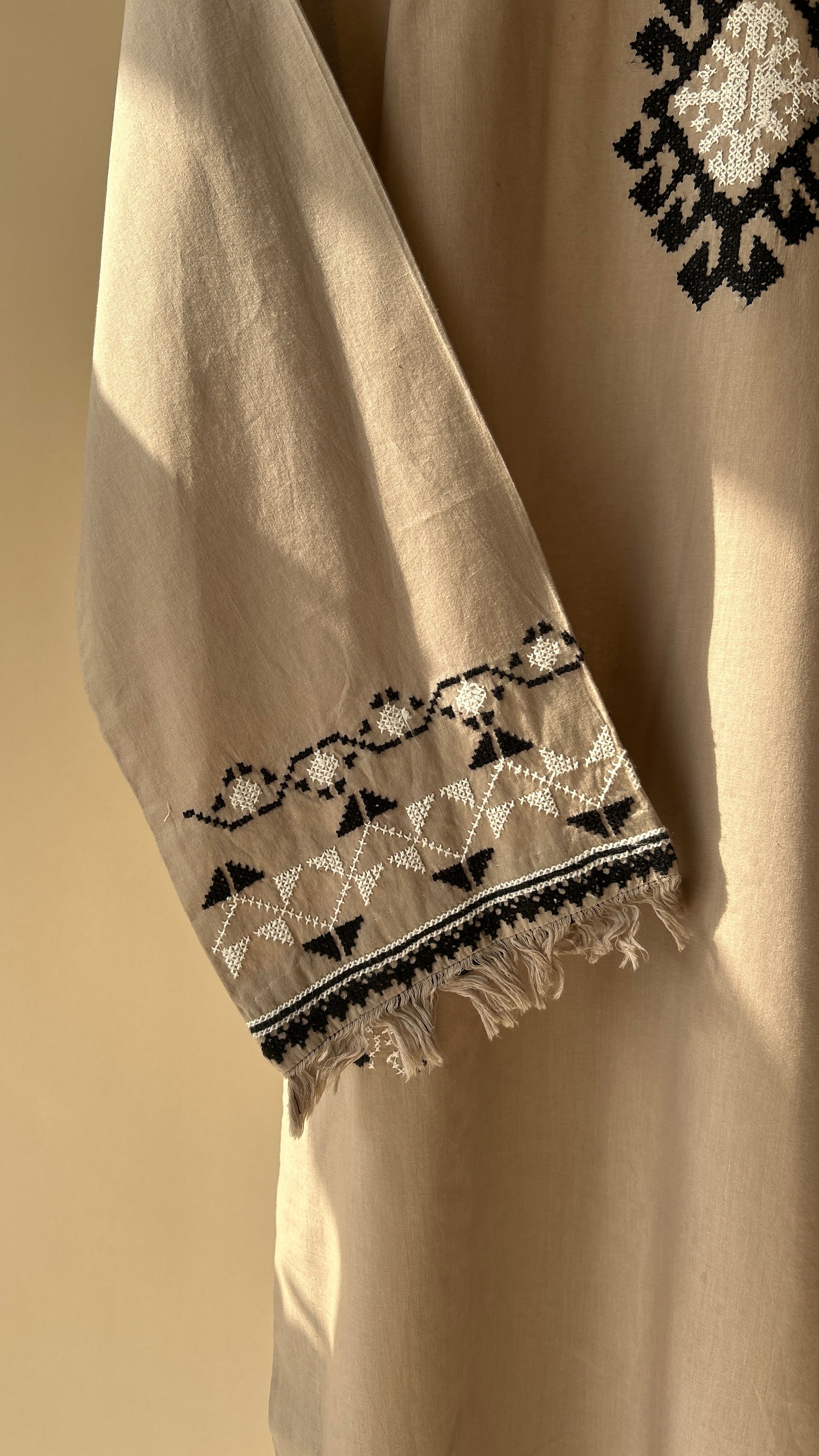 Beige Cross Stitch Suit