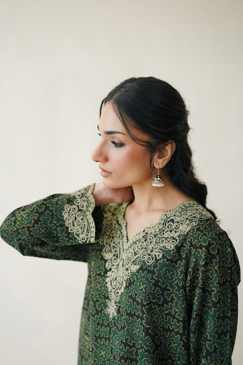 Sabz Ajrak 2 Pc Suit
