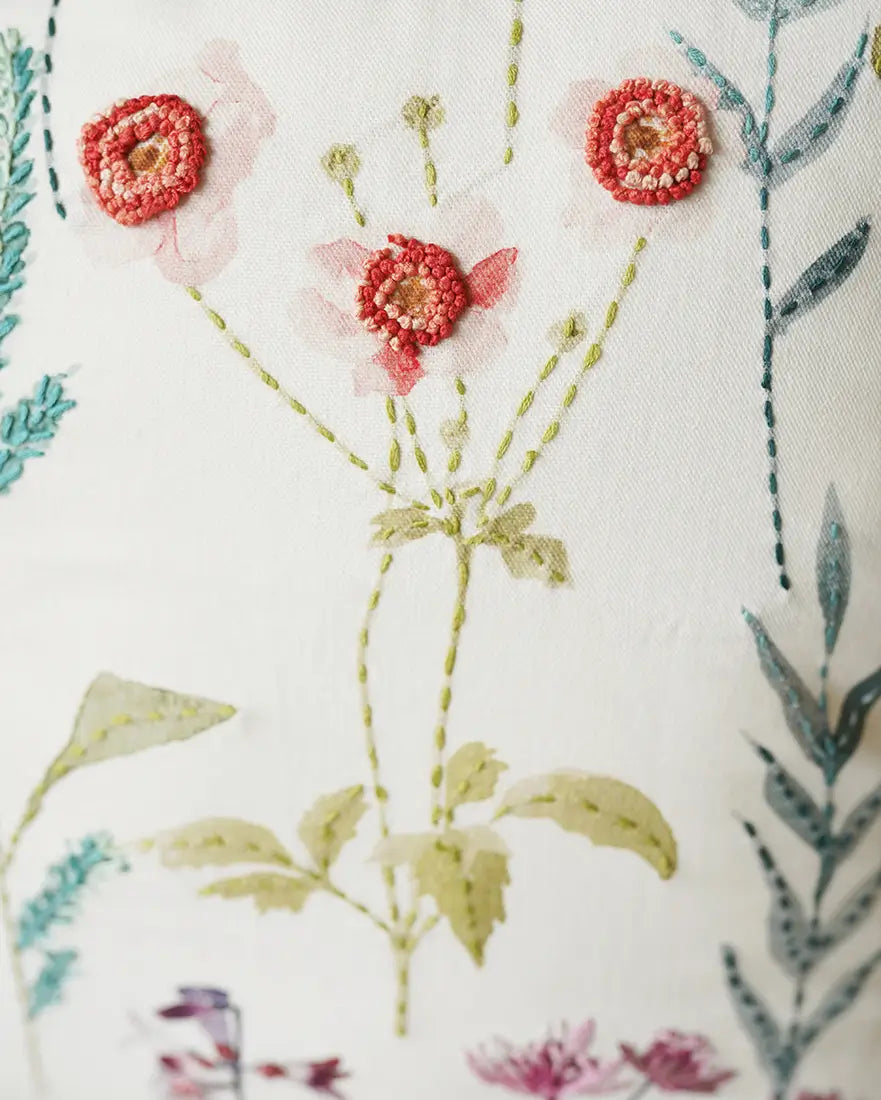 Bukhara White Emb Cushion