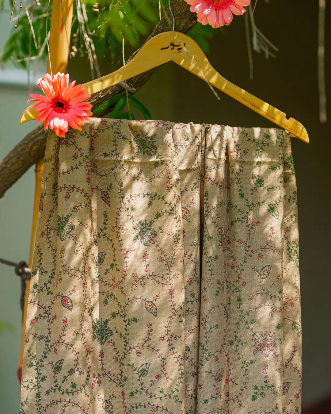 Embroided Shawl Beige