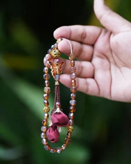 Tasbih Round Flower Beads Red